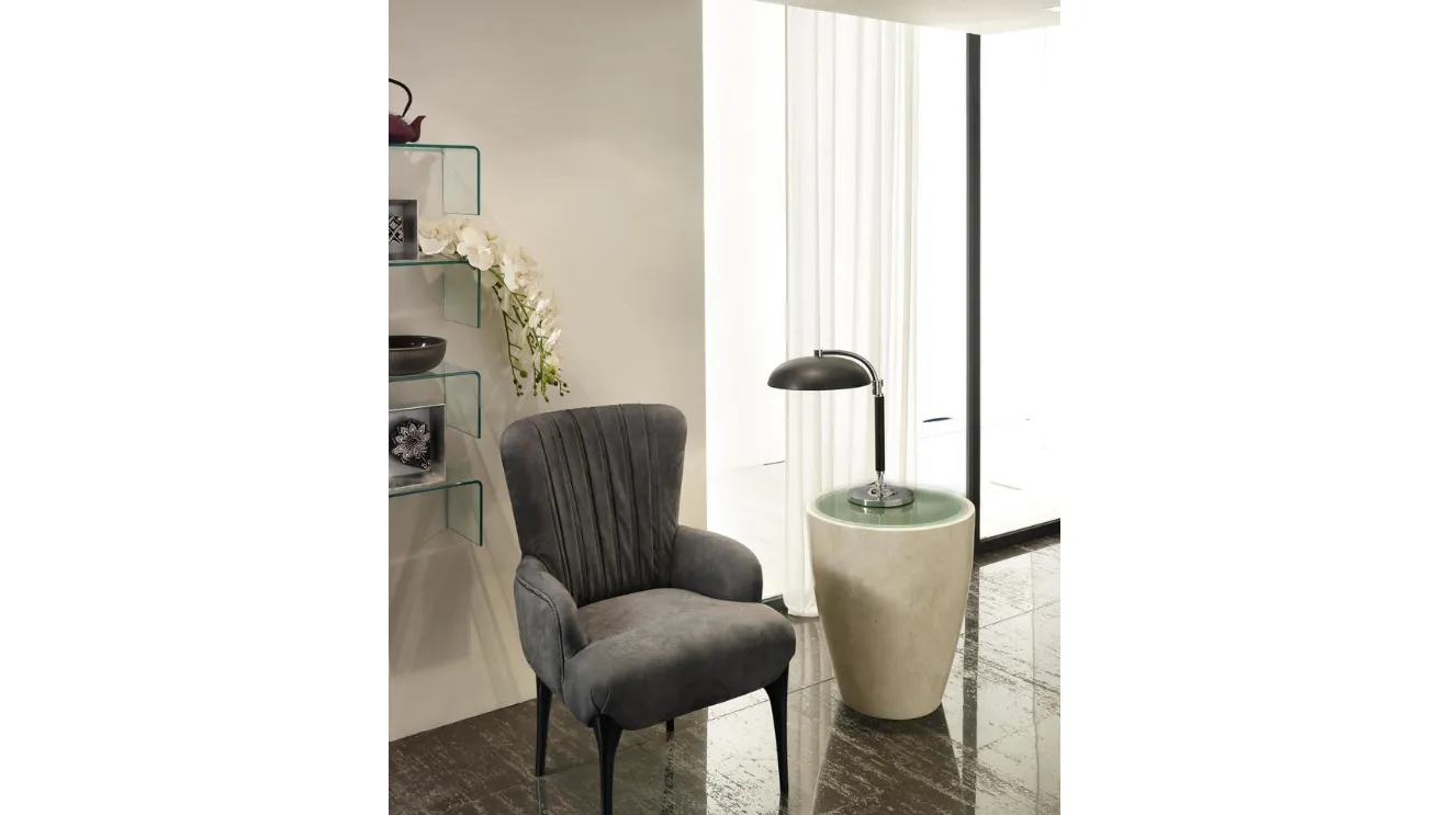 Tavolino di design in pietra con top in vetro Bongo di Stones