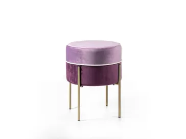 Pouf Burmy in velluto viola e lilla con struttura in metallo di Stones