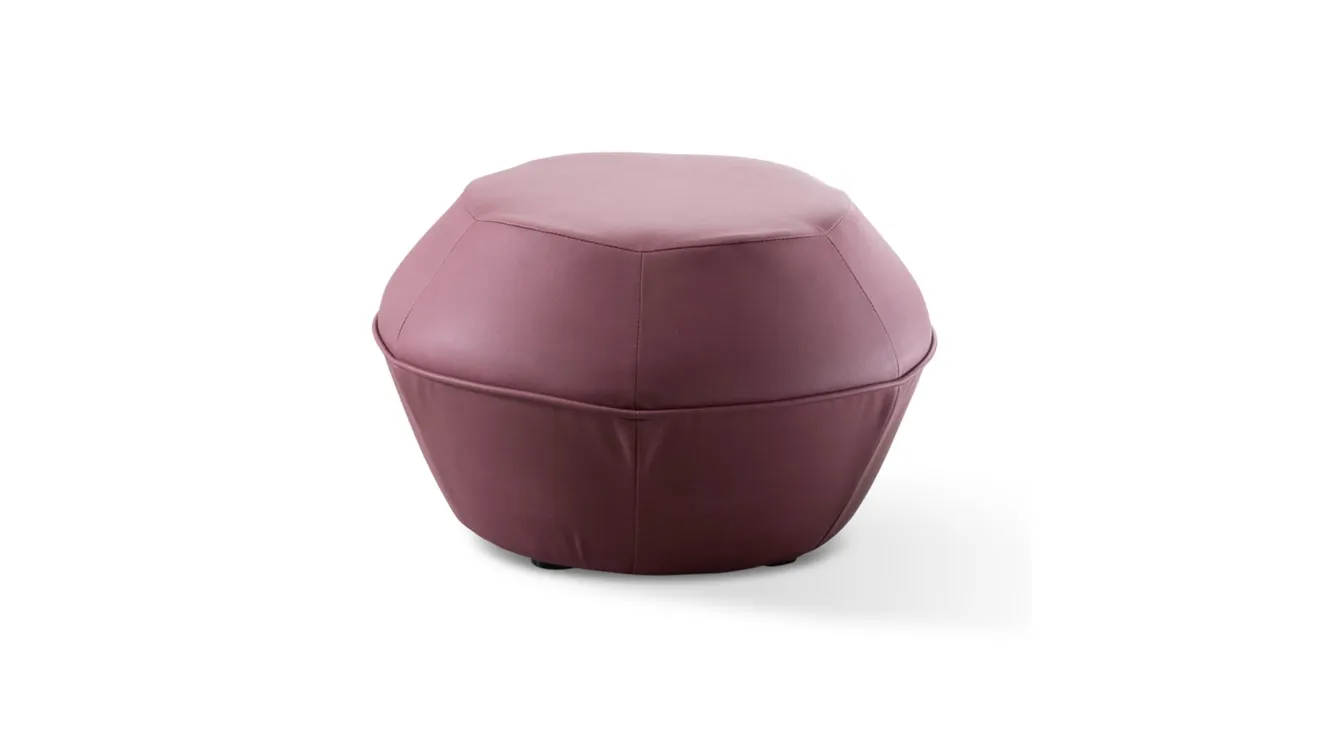 Pouf Esagono rivestito in pelle con profilo di Stilfar Italia