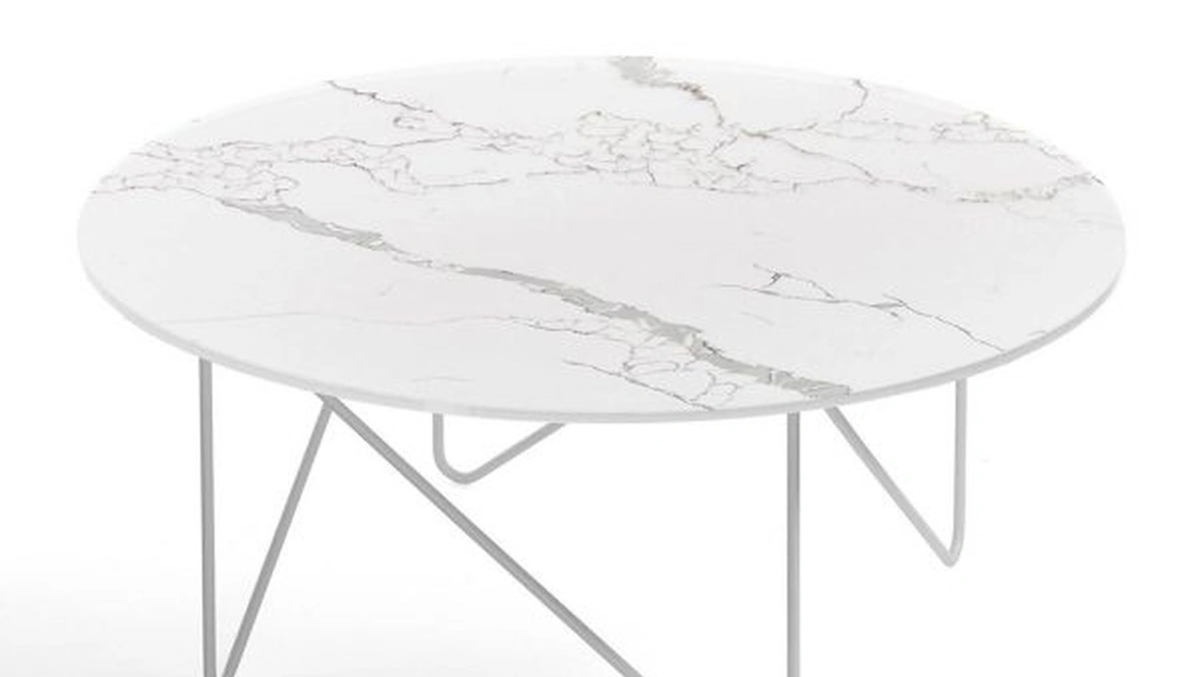 Sharp con top in vetro decorato marmo di Kermes divani