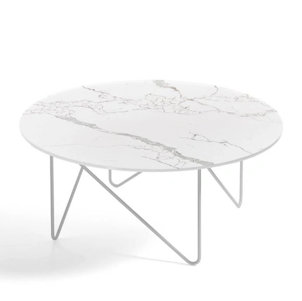 Sharp con top in vetro decorato marmo di Kermes divani