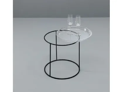 Tavolino rotondo Orion con top in vetro temprato e base in metallo verniciato di Stones