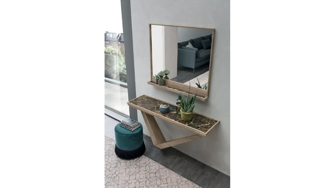 Specchio Kira con cornice in laminato effetto legno di Target Point