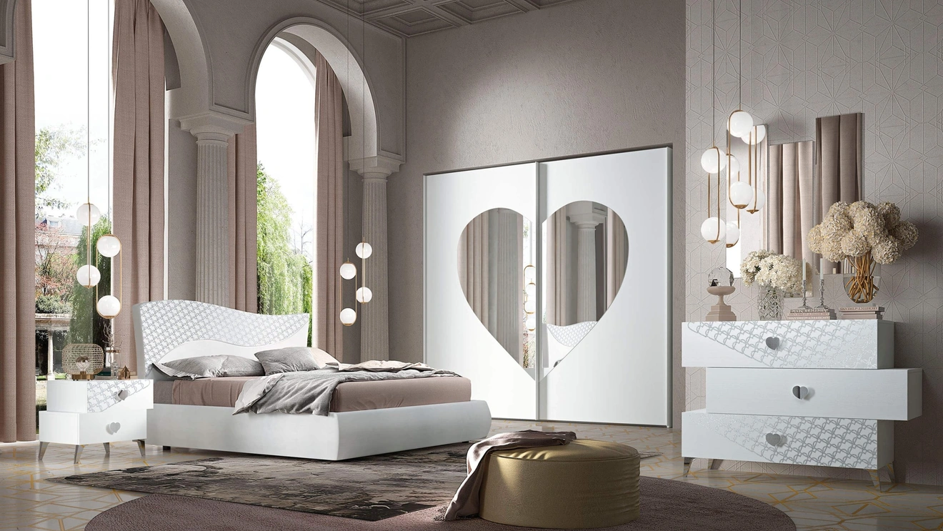 Armadio Bonbon Silver GDO 518 con specchio a cuore di Cecchini Italia