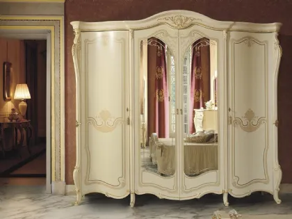 Armadio in legno laccato con ante centrali a specchio Opera di Mobil Più