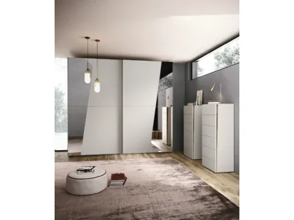 Armadio Sipario Maxi finitura Talco Grigio con Specchio e profili titanio di Corso 11