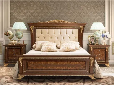 Comodino in legno con decorazioni in foglia d'oro Aida di Mobil Più