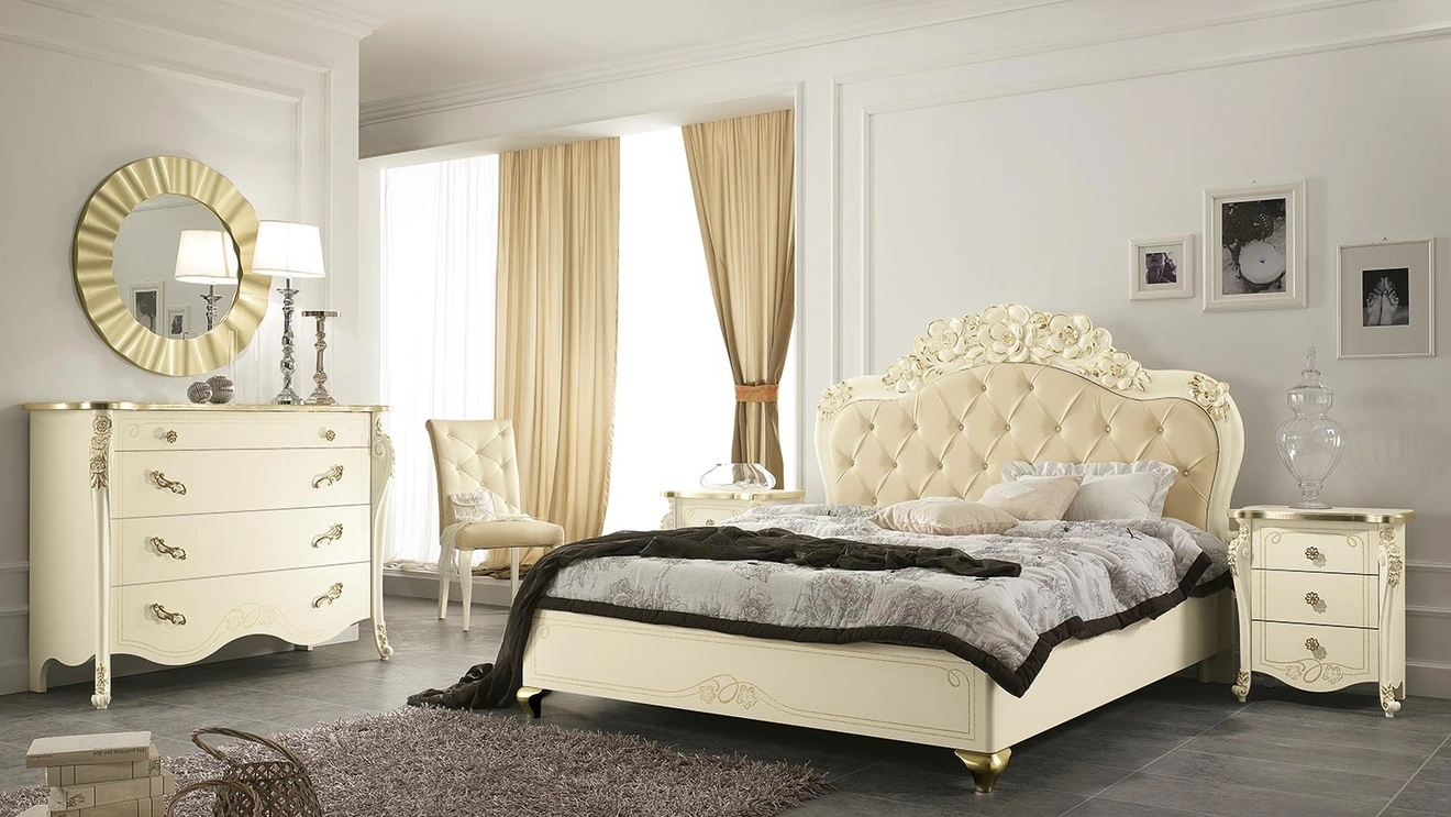 Gruppo Notte Viola finitura Beige e foglia Oro di Mobil Più