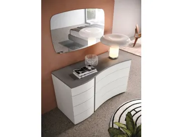 Comodino Oceano Comò Rovere Bianco con top e gola laccato grigio polvere di Corso 11