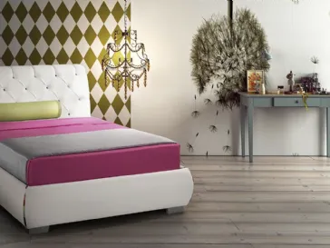 Letto Adone Fashion Young a una piazza e mezza con testiera trapuntata di Stilfar Italia