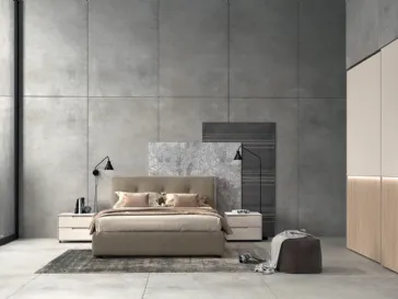 Letto in tessuto imbottito con testiera Vitalyty Float di Colombini Casa