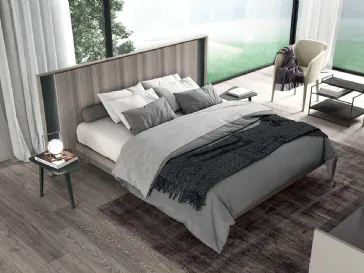 Letto matrimoniale in legno con testiera con luci a led Vitalyty Pure di Colombini Casa