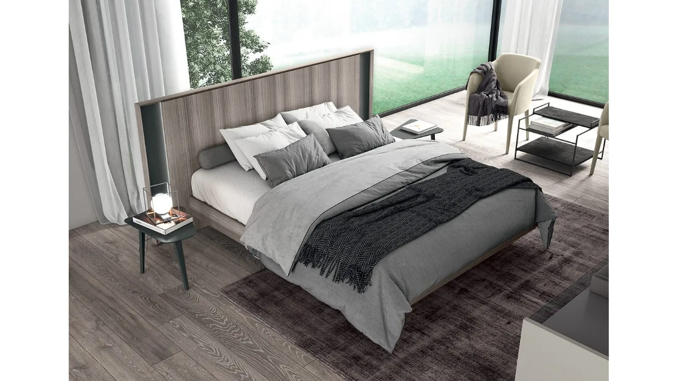 Letto matrimoniale in legno con testiera con luci a led Vitalyty Pure di Colombini Casa