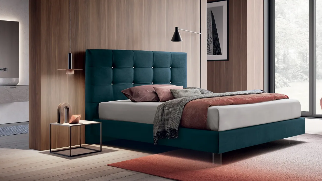 Letto in tessuto con testiera importante Dennis di Felis