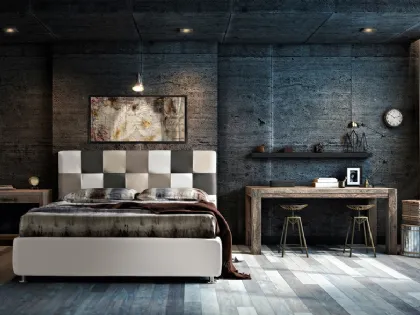 Letto matrimoniale con testiera a scacchiera Fusion di Artigianaletti