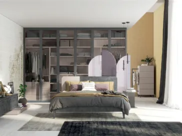 Letto Golf Sector in legno con testiera bicolore di Colombini Casa