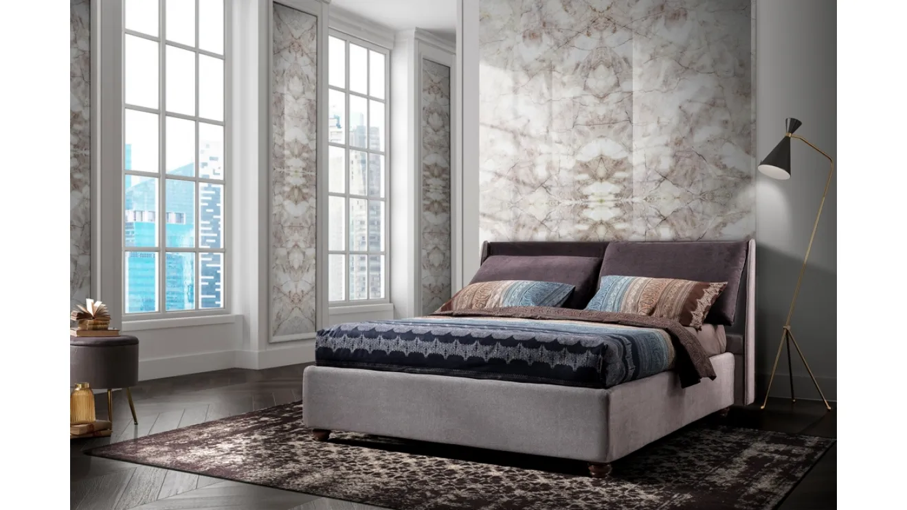 Letto matrimoniale in tessuto con 2 grandi poggiatesta Open 600 2 di Artigianaletti