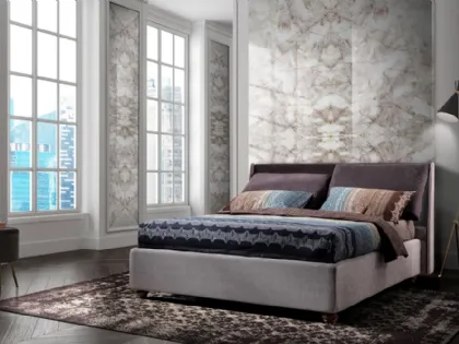 Letto matrimoniale in tessuto con 2 grandi poggiatesta Open 600 2 di Artigianaletti