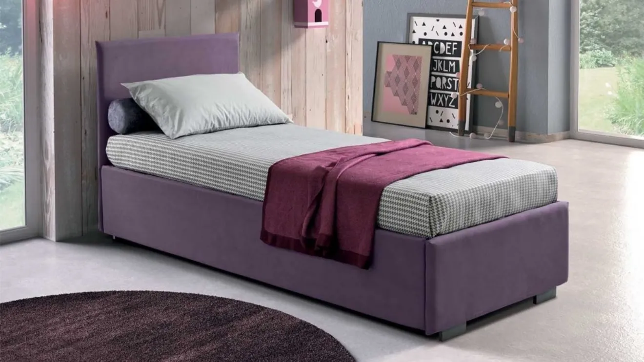 Letto singolo in tessuto con testiera Sandy di Stilfar Italia