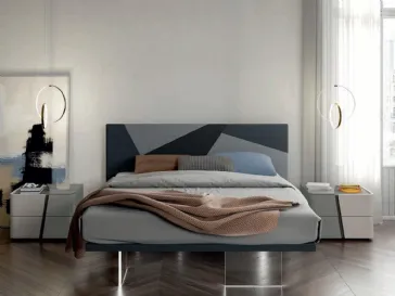 Letto in velluto con testiera Slim Volo di Artigianmobili