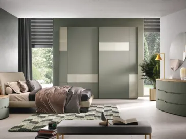 Letto Stilo Liscio con testata imbottito rivestito tessuto Canapa e cover grigio perlato di Corso 11