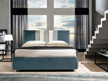 Letto in tessuto con testiera a strisce con cuciture in rilievo Stripes di Artigianaletti