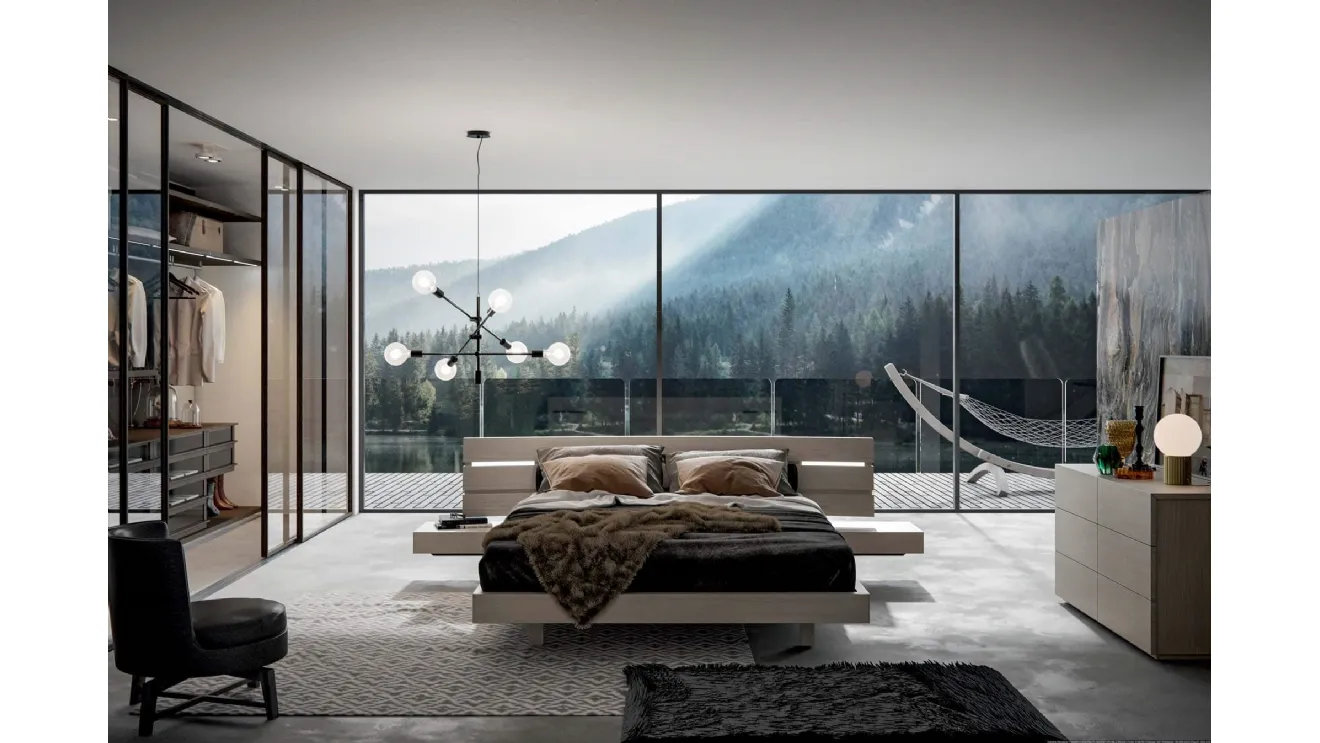 Letto con testiera Work in Rovere cenere di Veneran