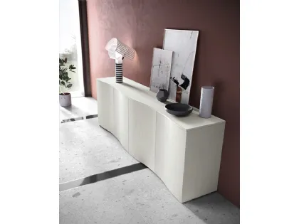 Madia Composizione G323M 01 in materico effetto legno con ante ondulate di Corso 11