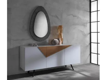 Madia Ginger 01 in melaminico bianco con inserti in rovere di Stones