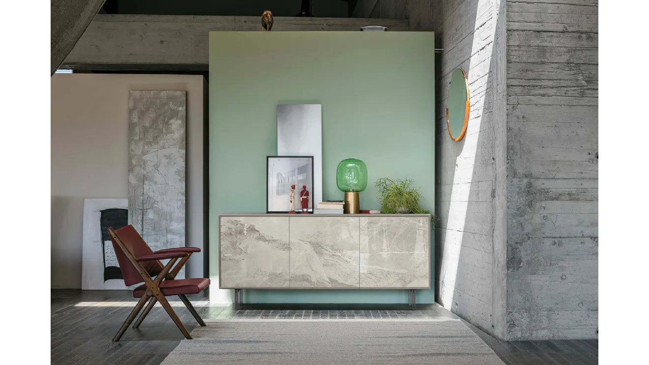 Madia Giunone in laminato con inserto in Gres porcellanato effetto marmo di Target Point