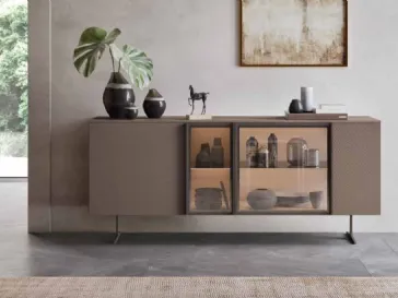 Madia moderna in laccato opaco con ante in vetro System Modulo 01 di Orme