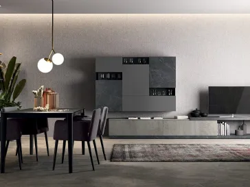 Parete Attrezzata Vitalyty C09B in melaminico Stone Grey di Colombini Casa