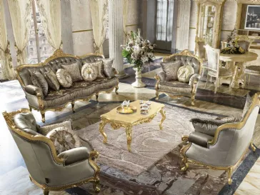 Poltrona classica interamente in foglia oro Anastasia Foglia oro di Mobil Più