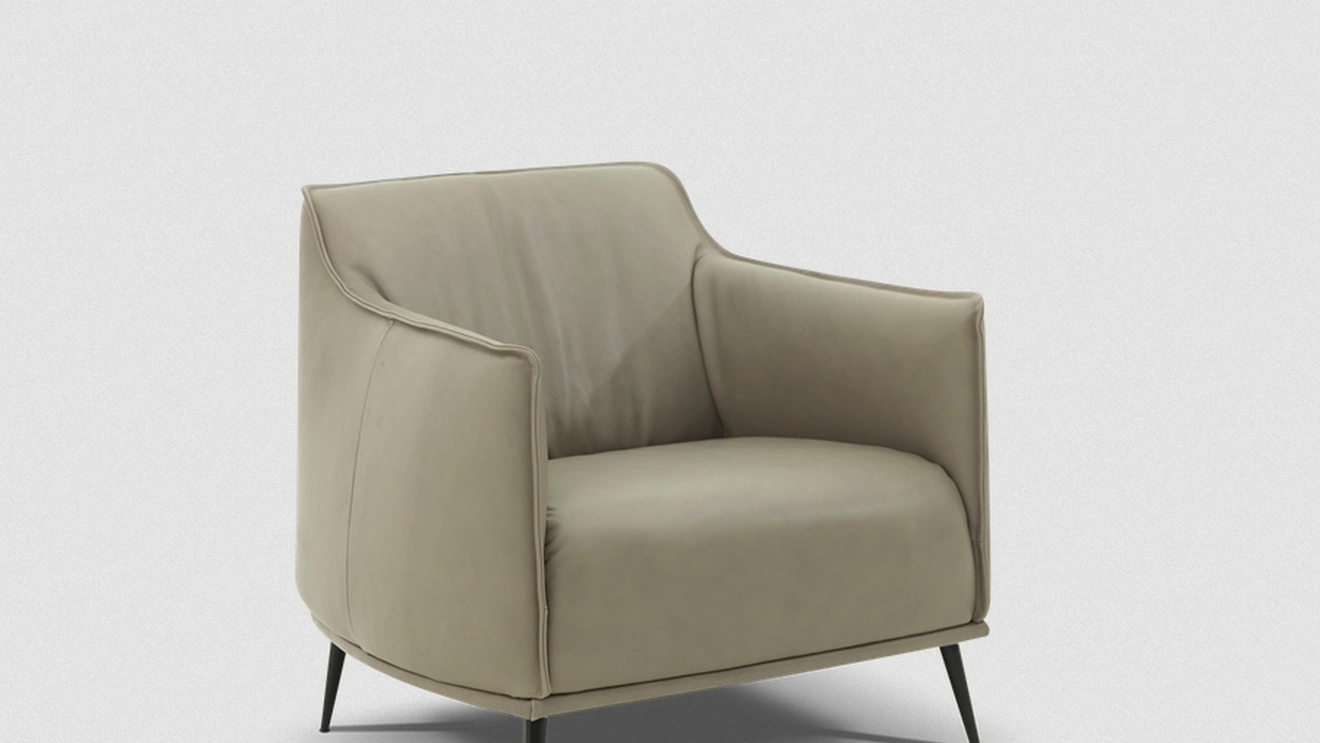 Poltroncina in pelle con piedini in metallo Daisy di Kermes divani