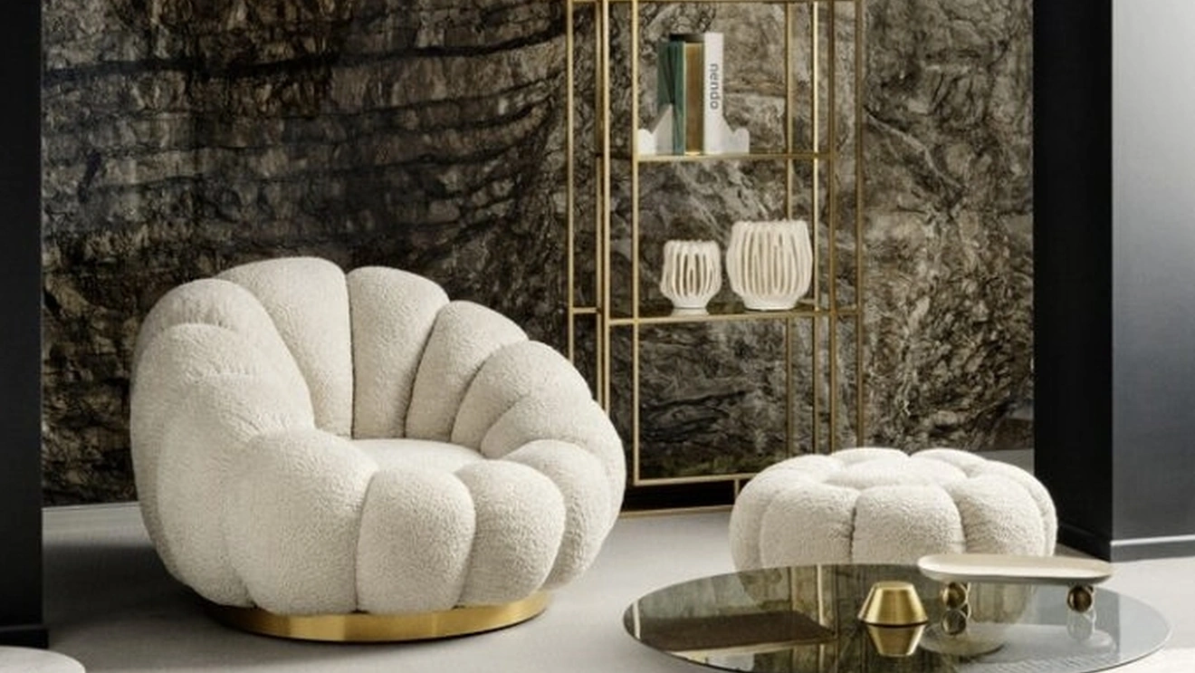 Poltroncina girevole in tessuto Florel di Bizzotto