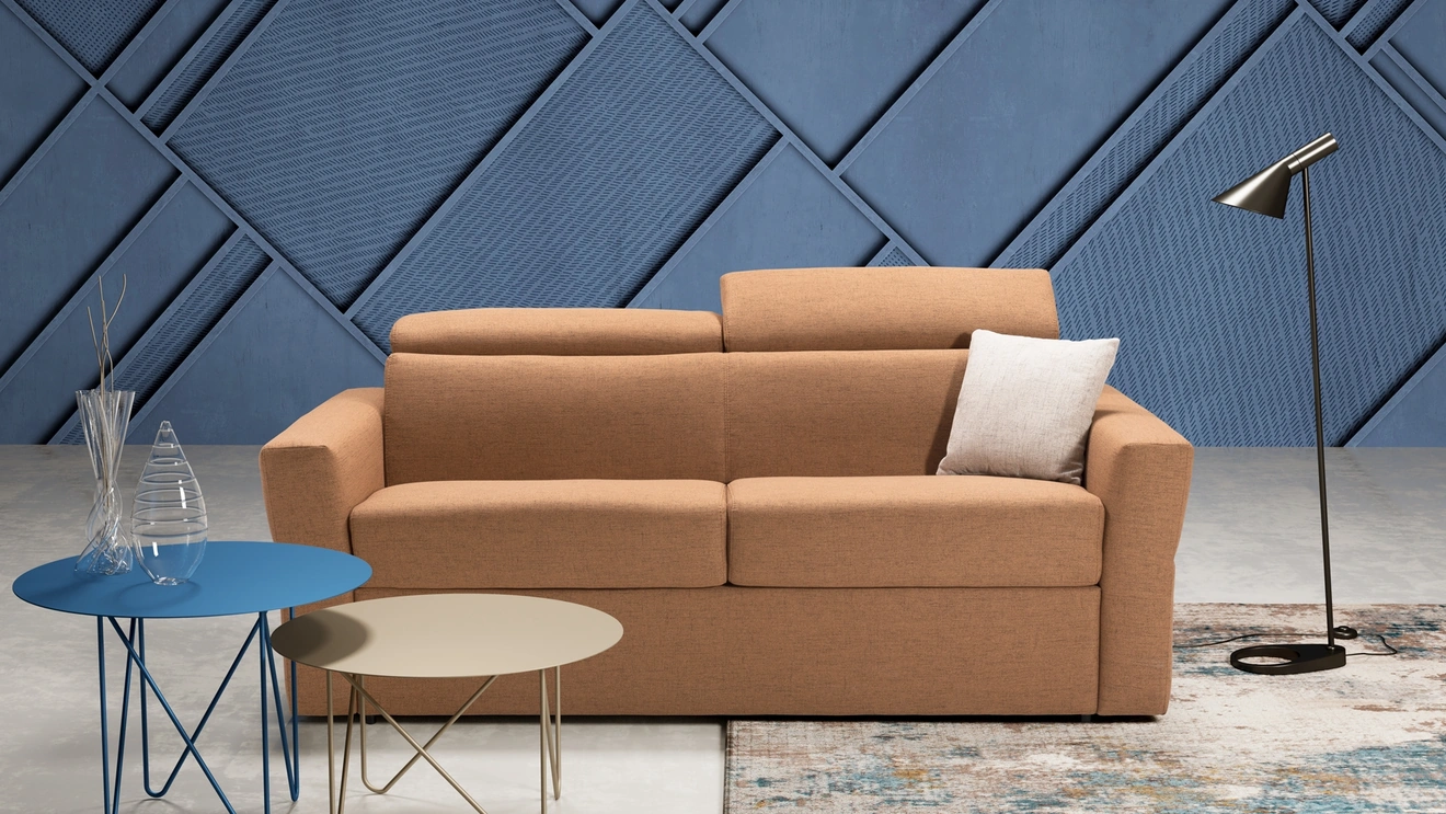 Divano letto in tessuto con poggiatesta reclinabili Comfort di Kermes divani
