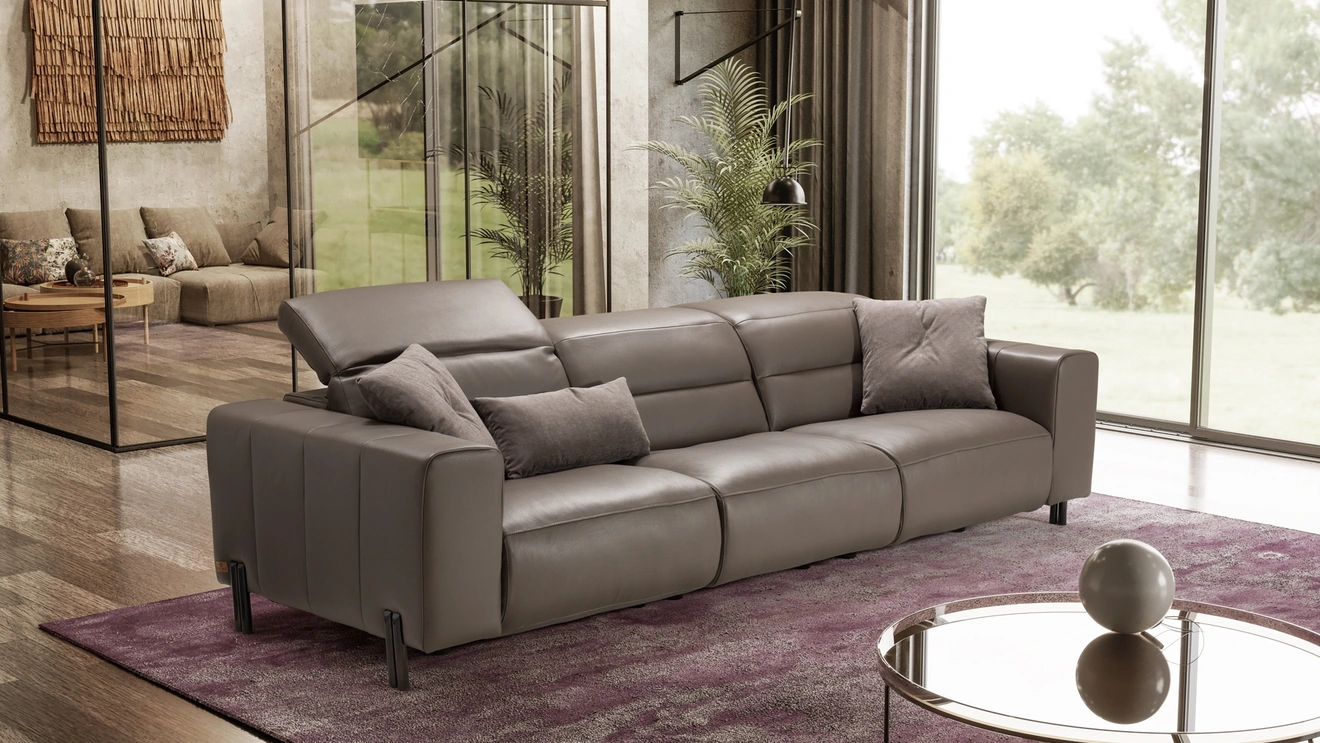 Divano relax lineare in pelle My World di Kermes divani
