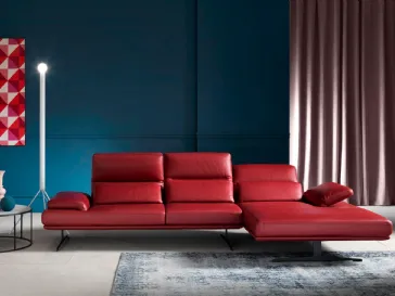 Salotto in pelle rossa con sedute reclinabili Stupore Franco Ferri
