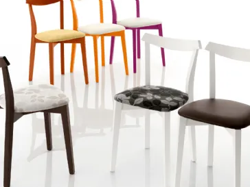 Sedia moderna fissa in legno Bettina seduta imbottita di Eurosedia
