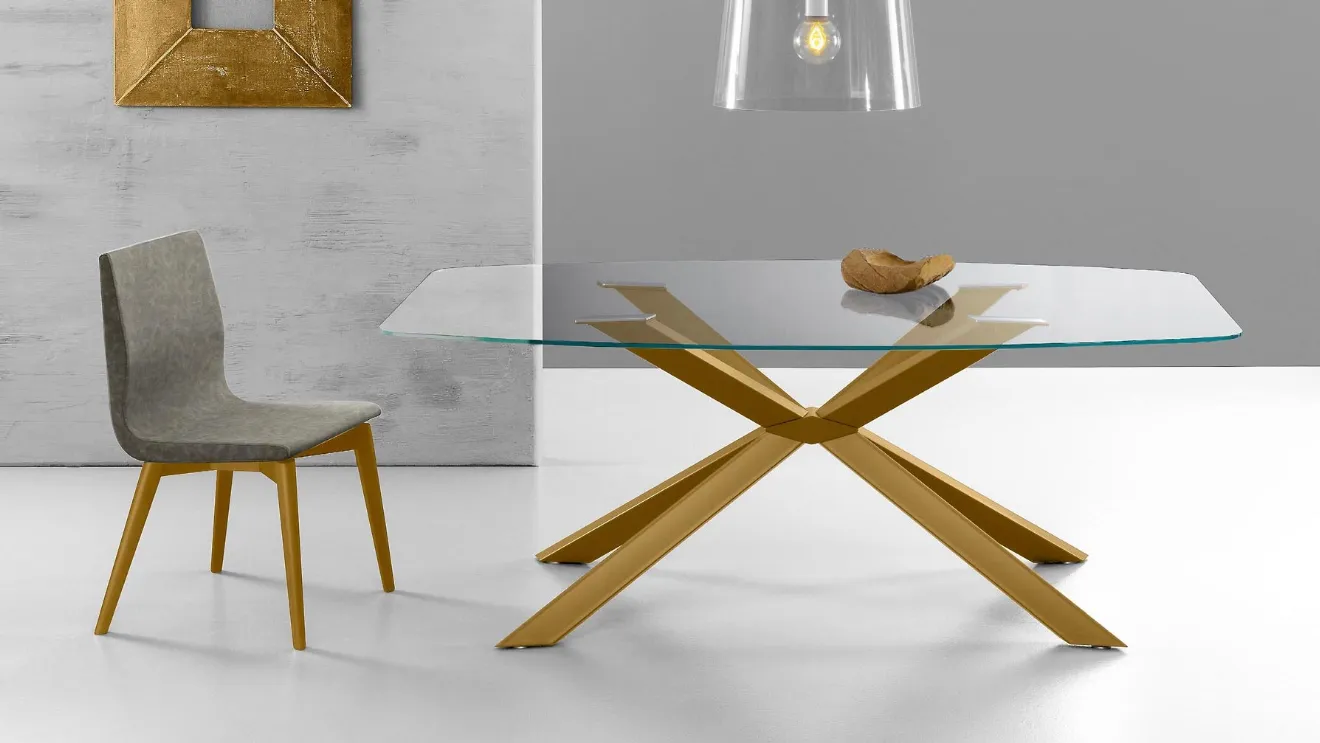 Sedia imbottita moderna in legno dorato Cassandra Oro di Eurosedia