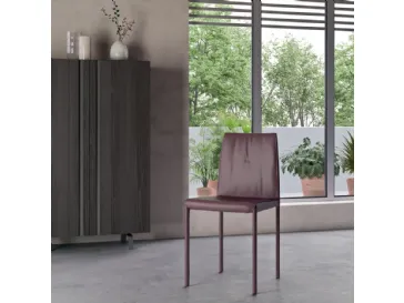 Sedia da soggiorno con telaio in acciaio, rivestimento in ecopelle, Dafne di Orme