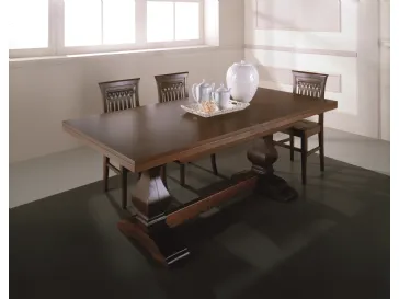 Tavolo allungabile Asso in legno di tiglio con basamento in massello di Gipi Le Sedie