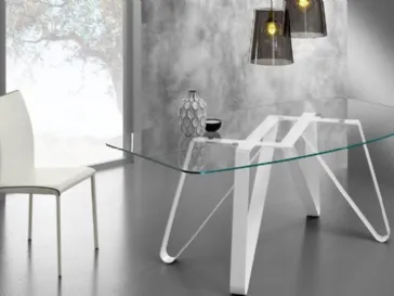 Tavolo di design in vetro e metallo Axel di Eurosedia