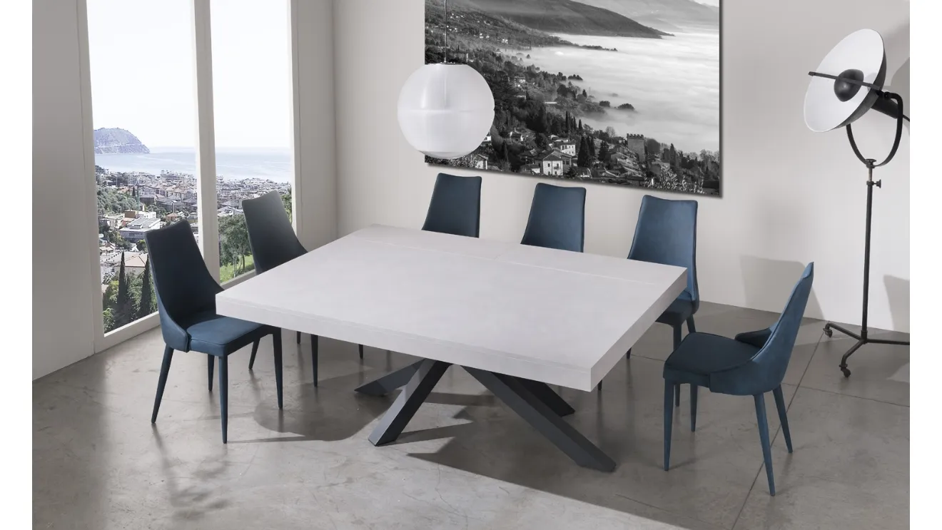 Tavolo allungabile e allargabile Quark XL con top in laminato e base in alluminio di Gipi Le Sedie