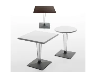Tavolo Ice con top in laminato, struttura in policarbonato e base in ghisa di Eurosedia