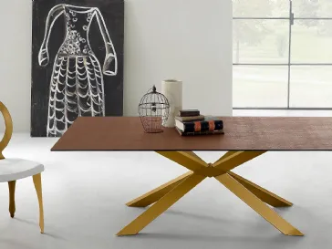 Tavolo fisso in legno di design Mikado Oro di Eurosedia