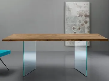 Tavolo Triade con piano in legno e struttura in vetro di Eurosedia