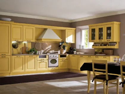 Cucina in legno senape con piano in gres porcellanato Canova 01 di Gicinque