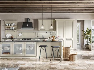 Cucina in legno color tortora con piano in marmo Elite 01 di Gicinque
