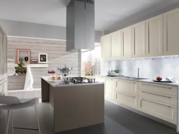 Cucina in legno color tortora con piano in marmo Elite 03 di Gicinque